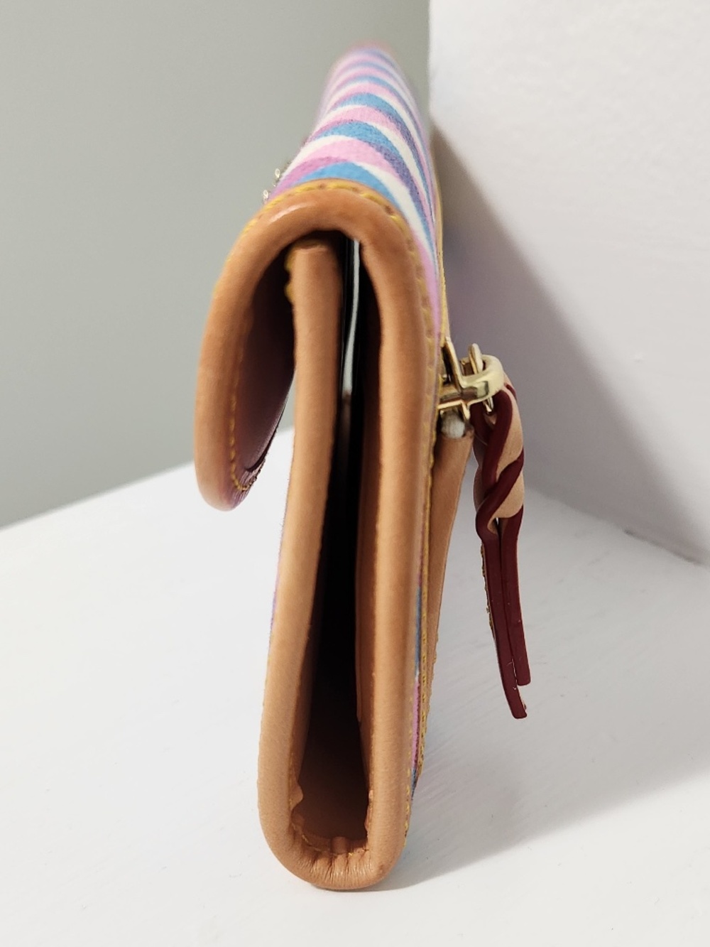 Dooney & Bourke Pink and Blue Gingham Continental Clutch Wallet - Used - Picture 3 of 10
